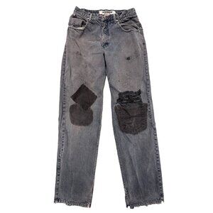 Vintage Anchor Blue Baggy Jeans Mens 32x43 Distressed Patchwork Y2K Skate